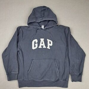 Y2K GAP Hoodie Mens Medium Navy Big Logo Pouch Pocket‎ Vintage Classic Grunge